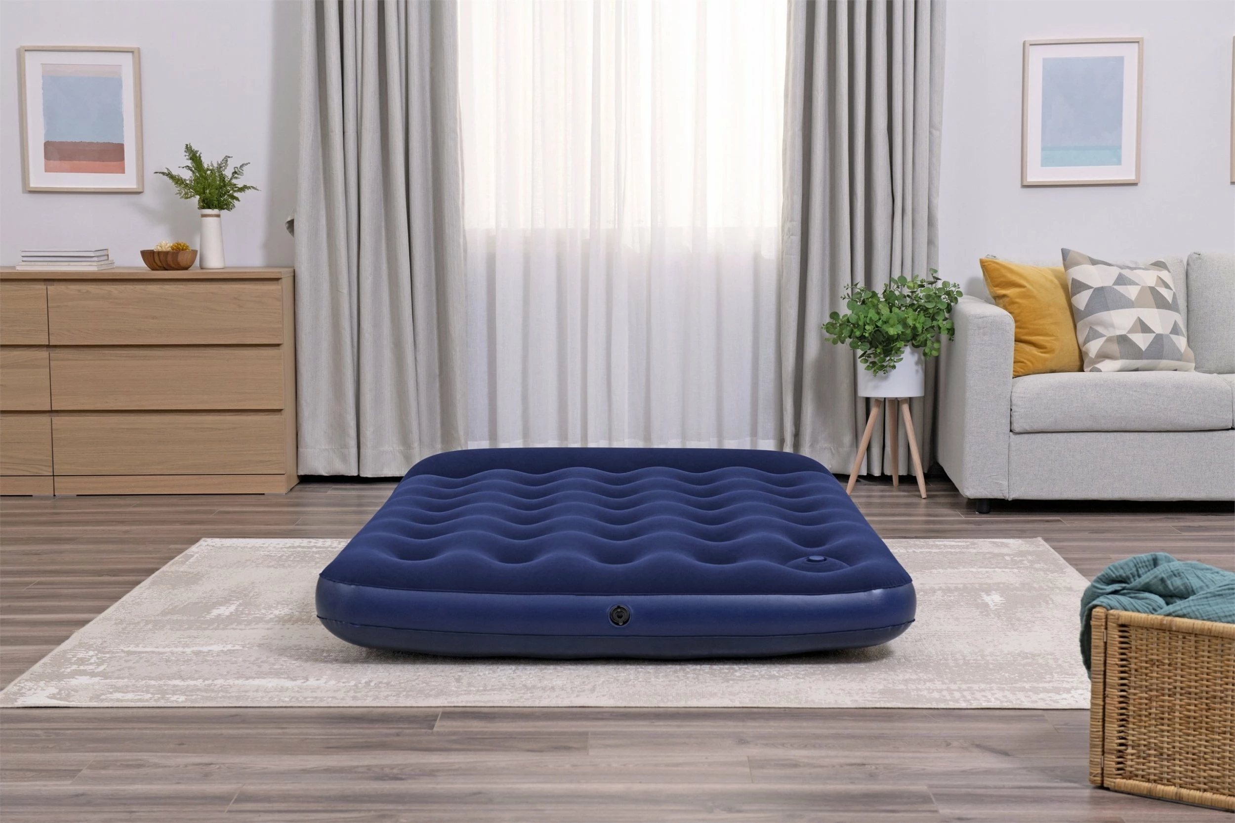 Dyshek ajri dopio Bestway 67225 191x137x28 cm, me pompë këmbë, blu