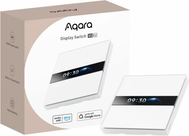 Switch smart Aqara Display Switch V1 EU WS-K02D, ekran 2.08\", Zigbee/Matter, 4 butona, i bardhë, 1 copë