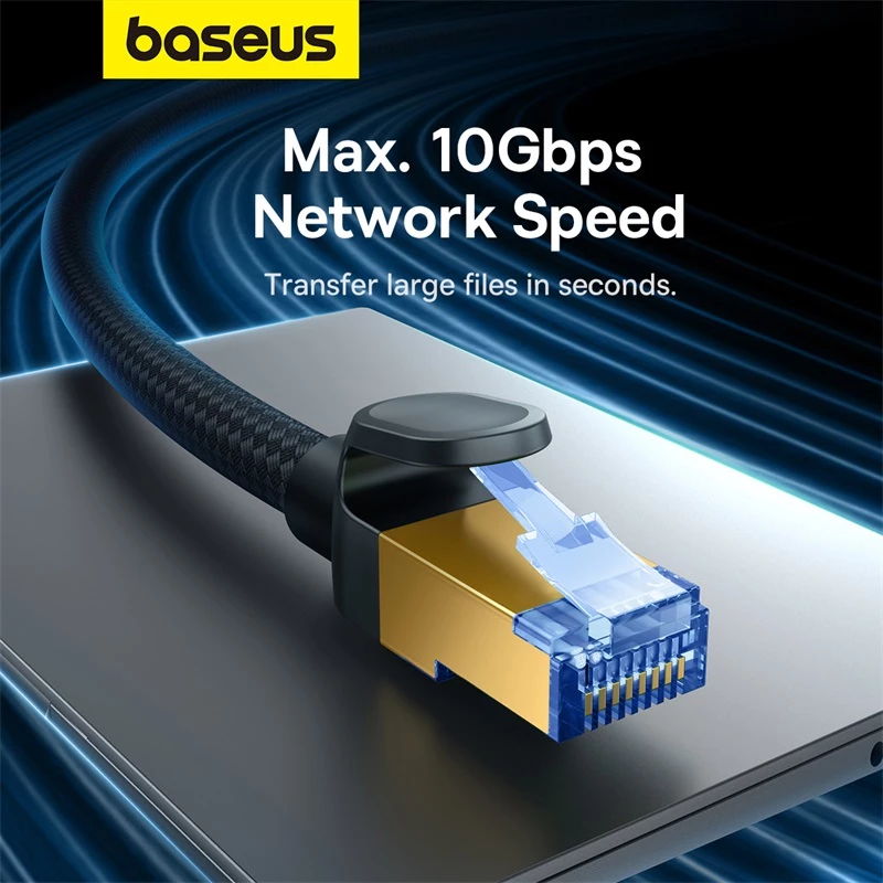 Kabllo rrjeti Baseus RJ45 Cat.7, 8m, 10Gbps, e thurur, e zezë