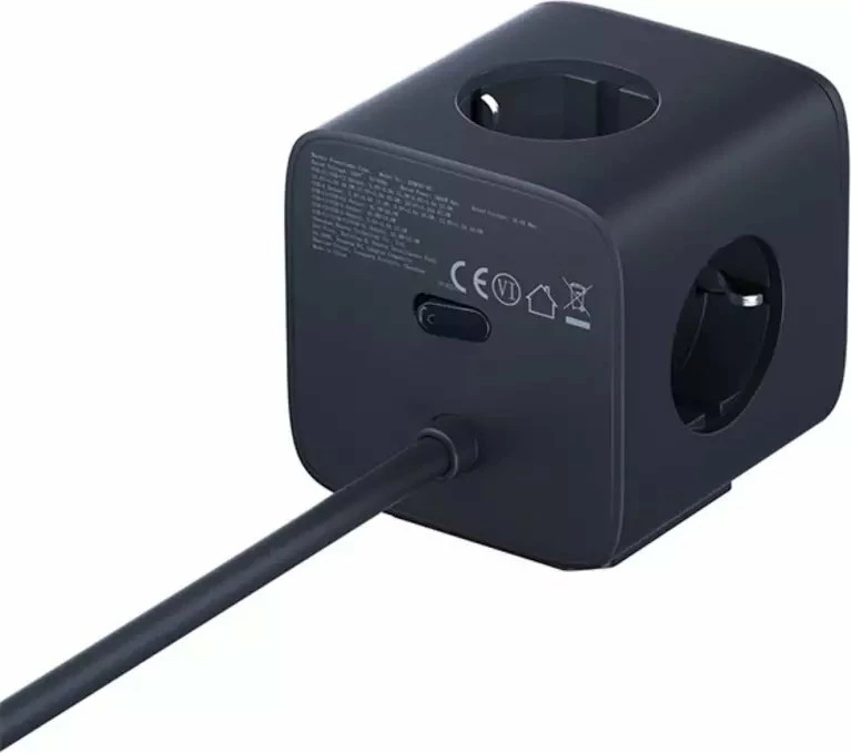 Zgjatues rryme Baseus EnerFill FA11 67W, 3 prizë Schuko + 2x USB-C + 1x USB-A, kabllo 1.5 m, i zi