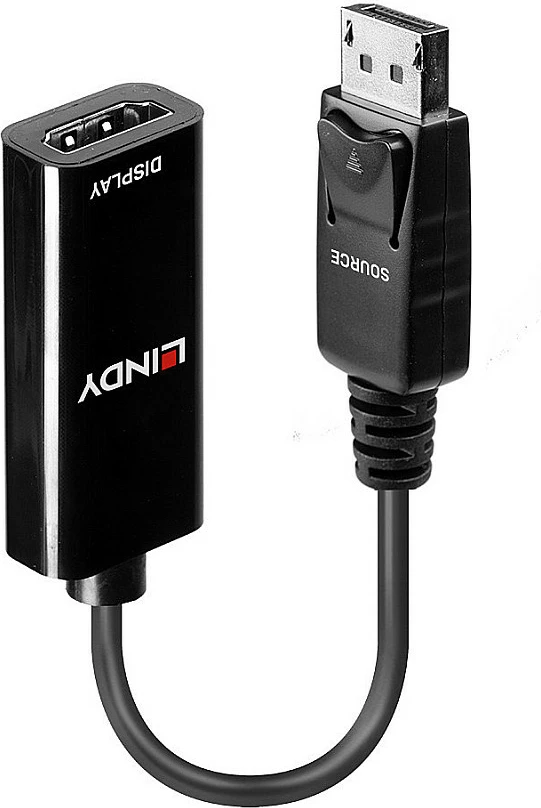 Adapter Lindy DisplayPort 1.2 në HDMI 1.4, 0.15 m, 4K@30Hz, i zi