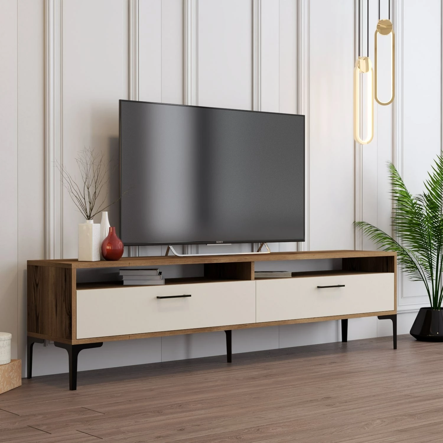 Komodë TV Hanah Home, Istanbul 2, ngjyrë arre-krem