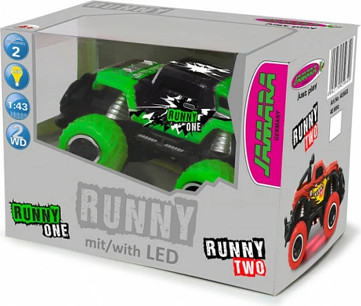 Monster truck me telekomandë Jamara Runny One, 1:43, 27 MHz, NiMH 2400 mAh, drita, i gjelbër