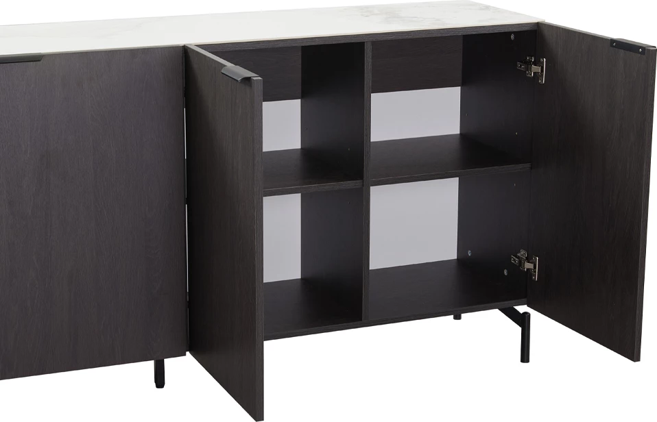 Komodë anësore NOTTE, ngjyrë e zezë dhe gur i bardhë, 180x40.5x84cm