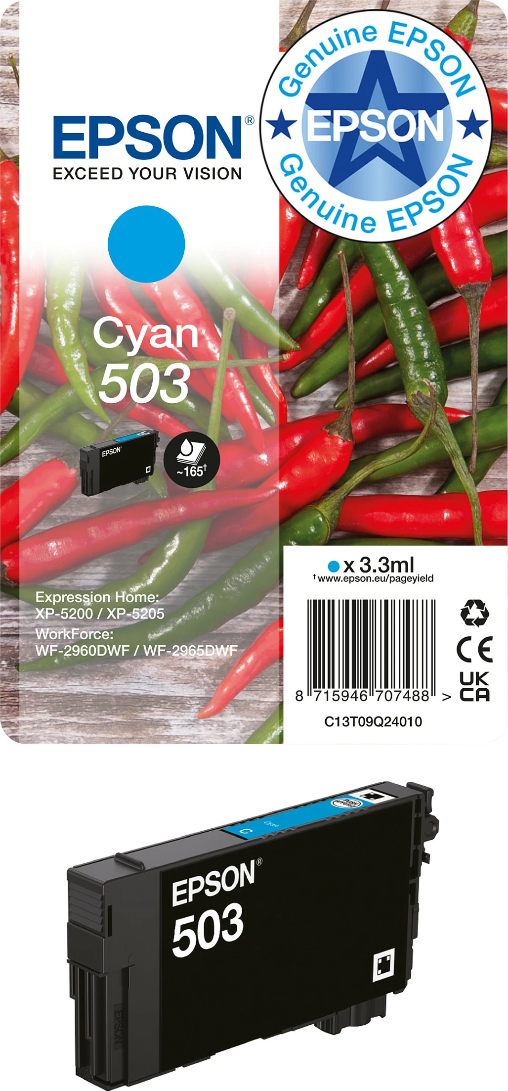 Kartrix boje Epson 503XL Cyan, 6.4 ml, High Yield (XL)