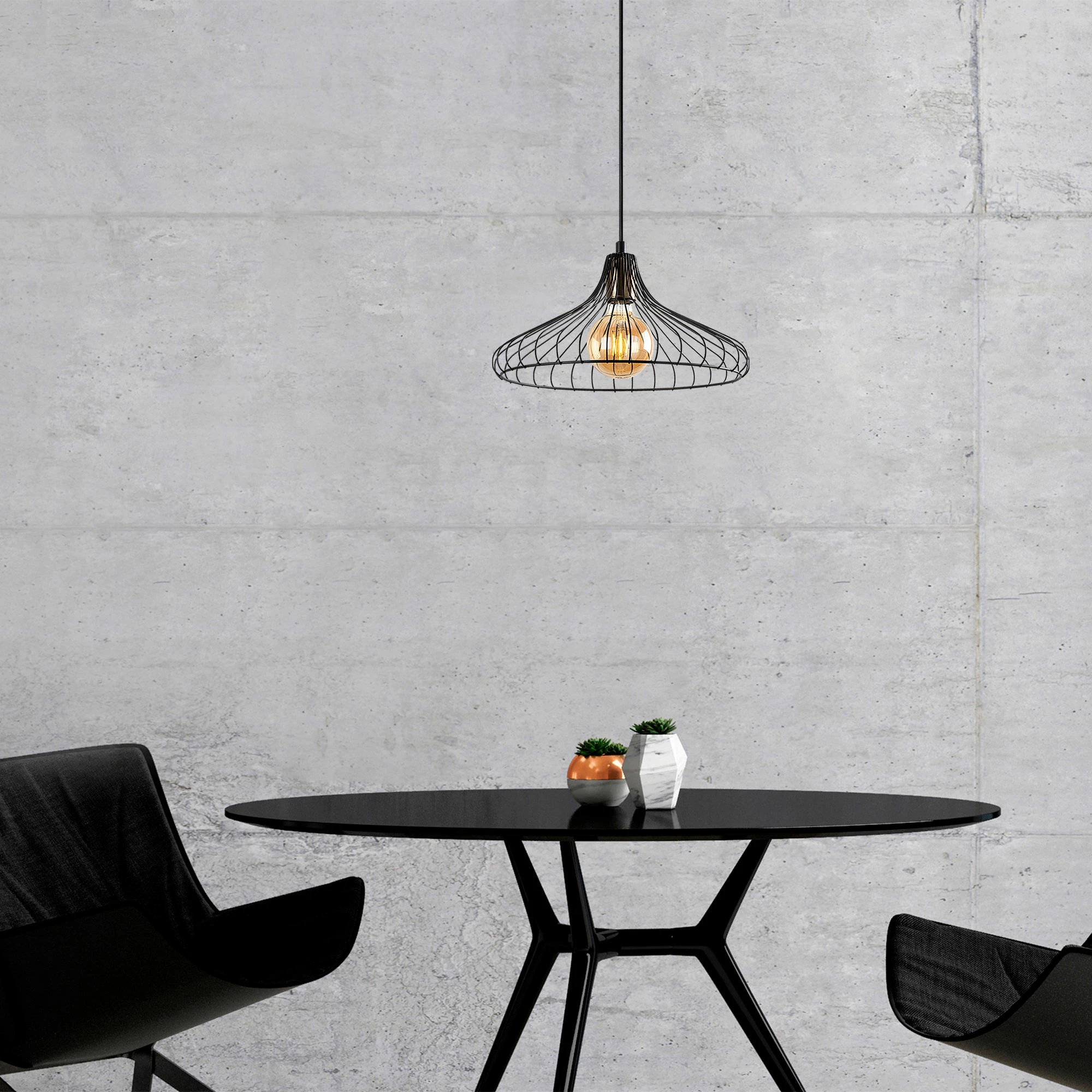 Llambë tavani industriale Opviq Depay, e zezë, antike, 36x36x30-120cm