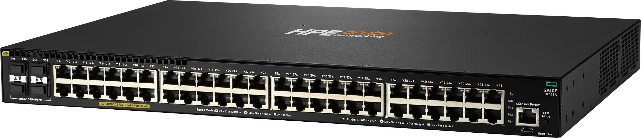 Switch HPE Aruba Networking 2930F 48G PoE+ 4x SFP+ 10GbE, Managed L3, 740W, Rack 1U, i zi