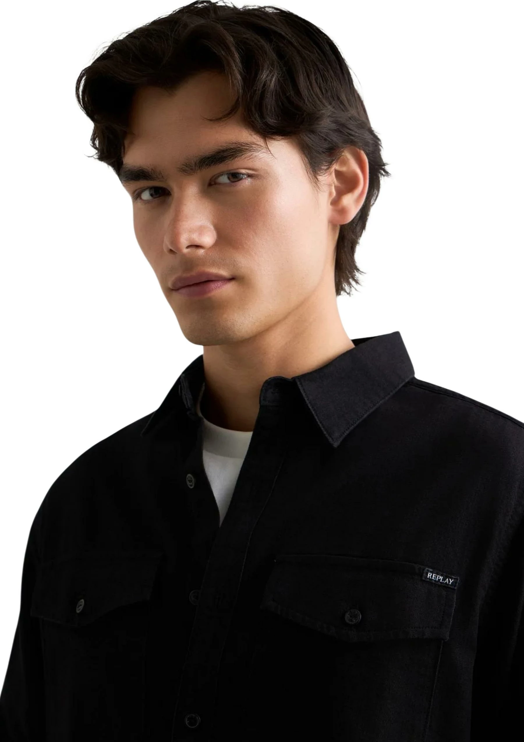 Këmishë denim për meshkuj Replay M4124, e zezë [Madhësia: L]