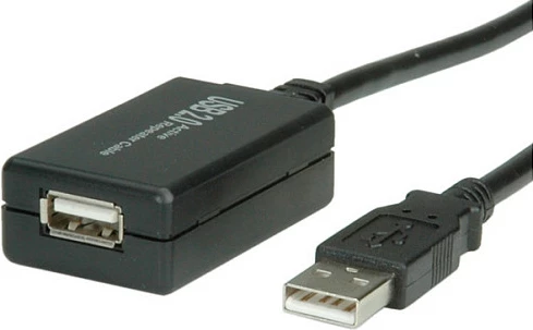 Kabllo zgjatëse USB 2.0 aktive VALUE 12m me repeater, e zezë