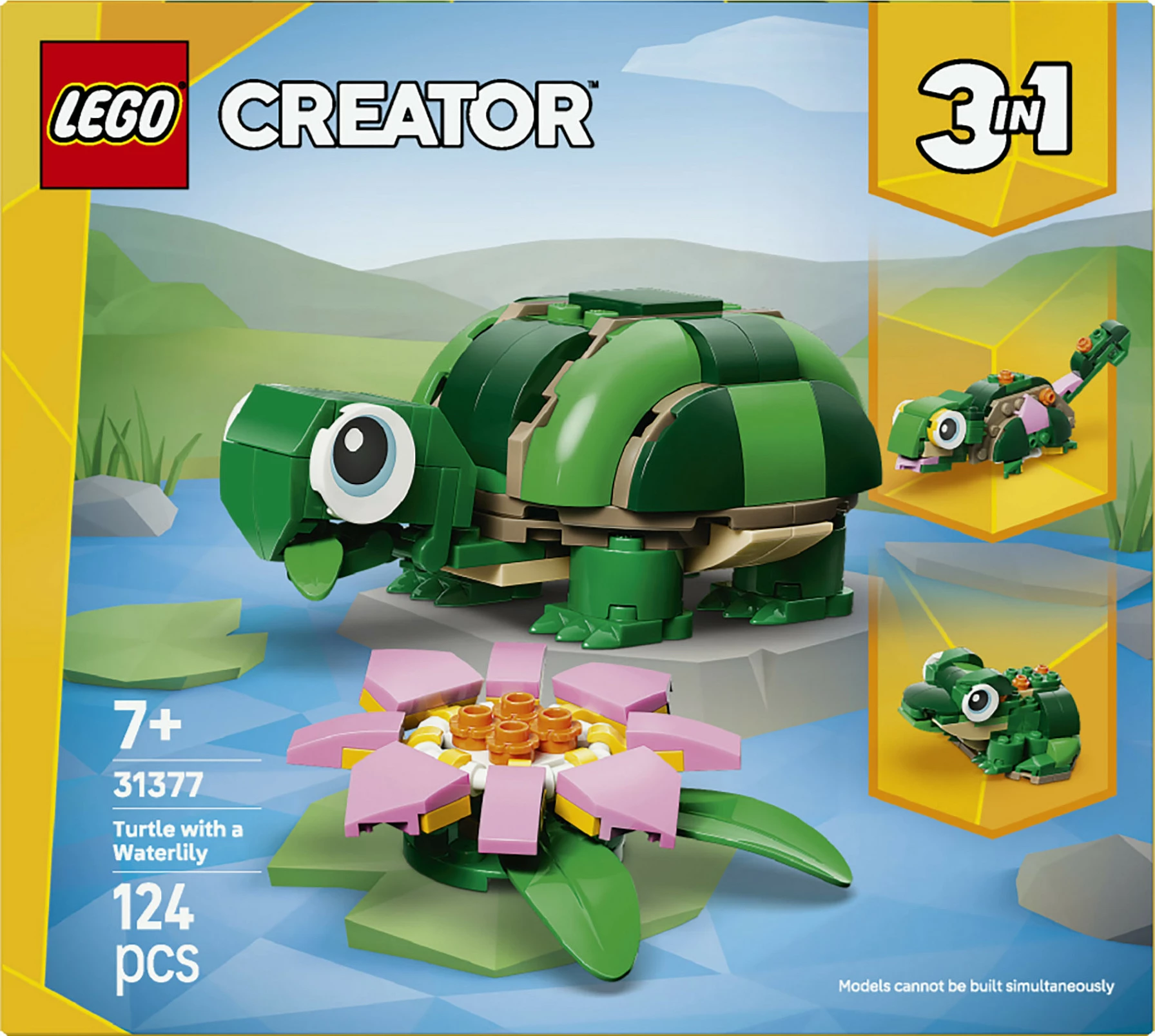 Set ndërtimi LEGO Creator 3-në-1 31377 Breshkë me zambak uji, 124 pjesë, shumëngjyrësh