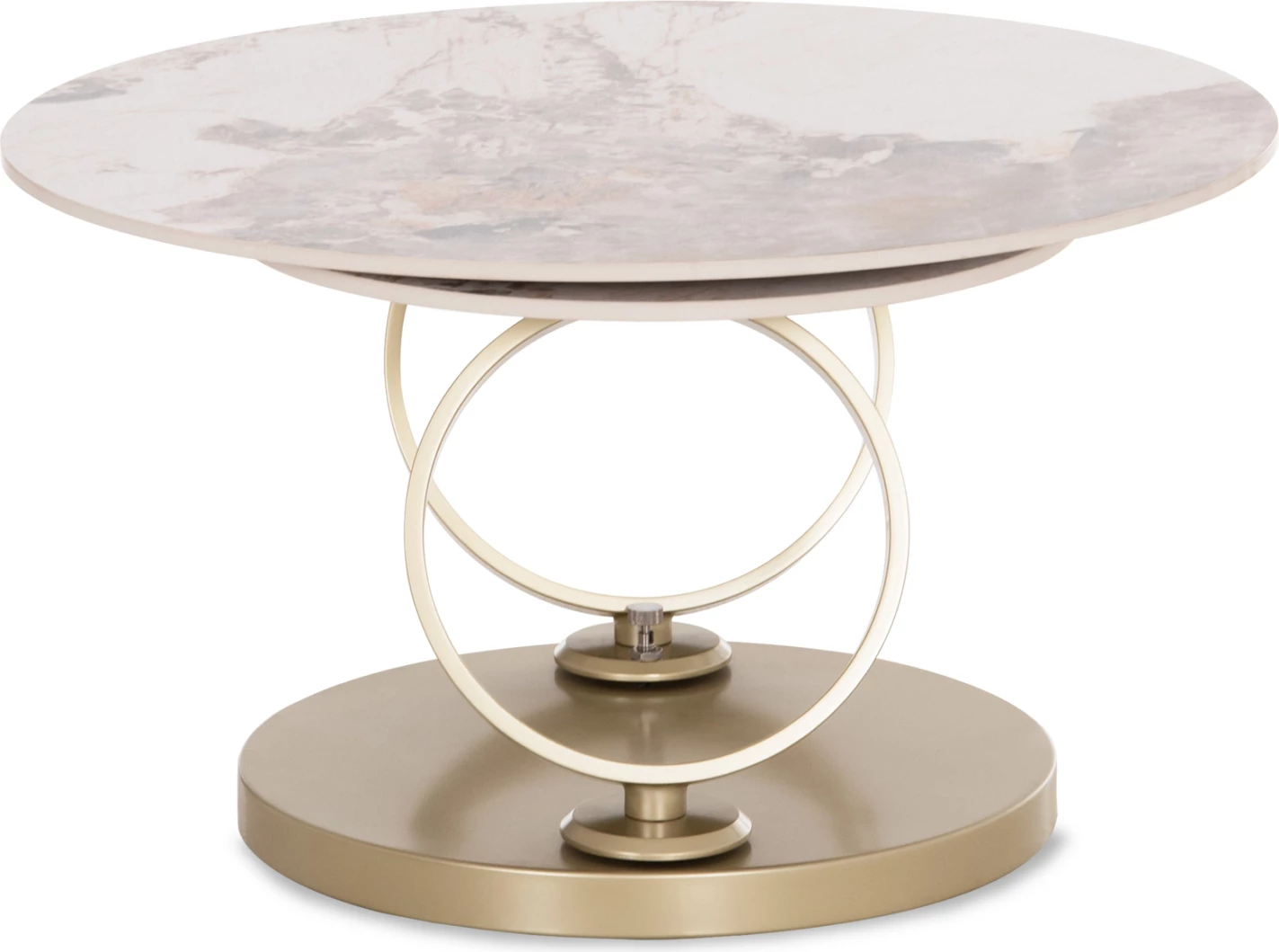 Tavolinë kafeje rrethore me dy sipërfaqe rrotulluese, qeramikë, bazë metalike, AILLERON CD18096.02, 77(50)x44cm
