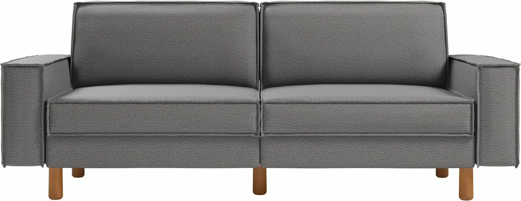 Divan treshe Atelier del Sofa, ngjyrë obsidian, këmbë dru arre