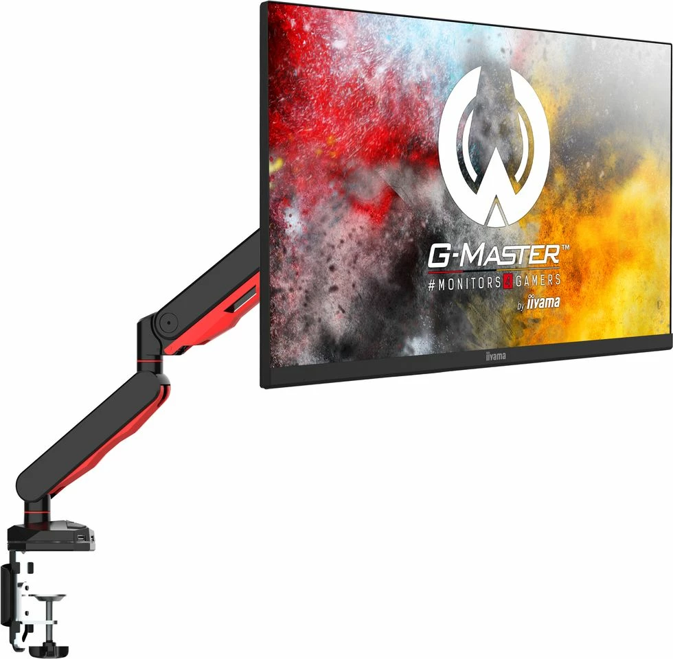 Mbajtëse tavoline për monitor iiyama DSG3001C-R1 17-32", VESA 75x75/100x100, sustë gazi, 2x USB, LED, e zezë/kuqe