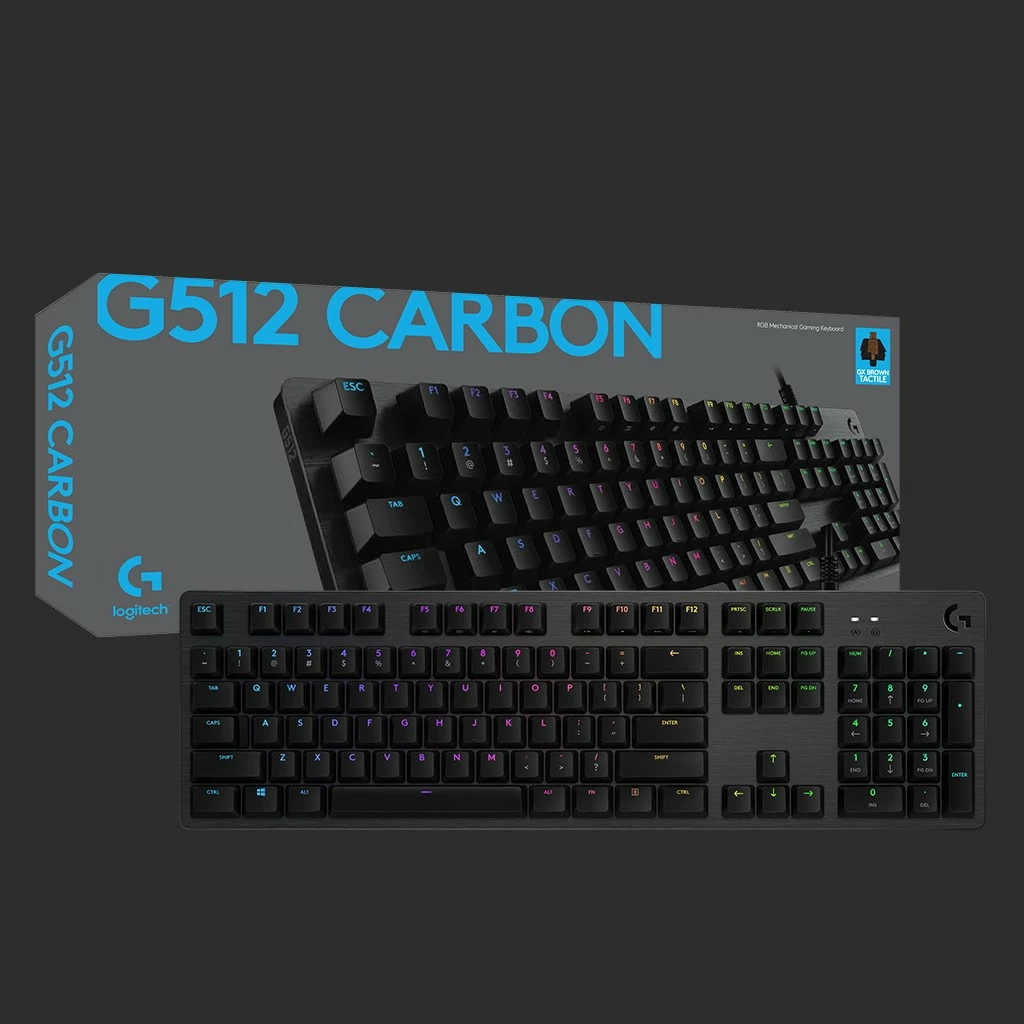 Tastierë mekanike Logitech G512 Carbon, GX Brown, RGB, QWERTZ, me kabllo, karbon
