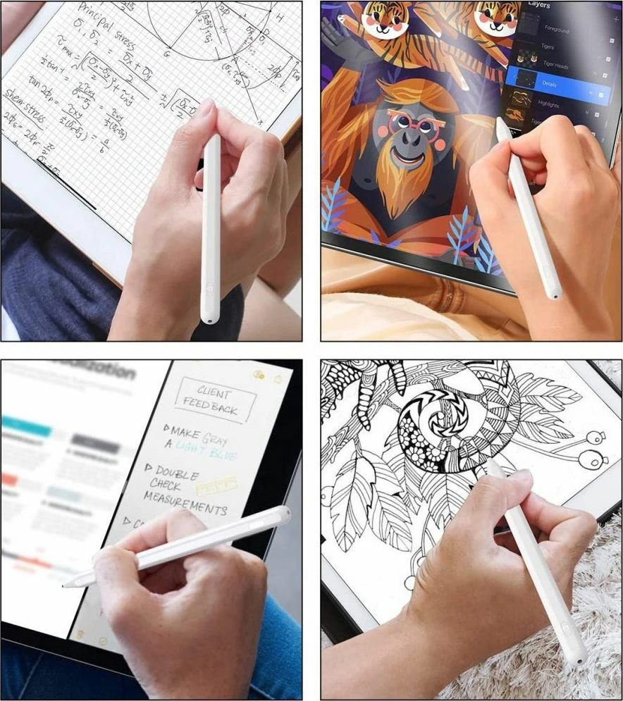 Stilolaps digjital Tech-Protect Digital Stylus Pen, 4096 nivele presioni, majë 1.5 mm, USB-C, i bardhë
