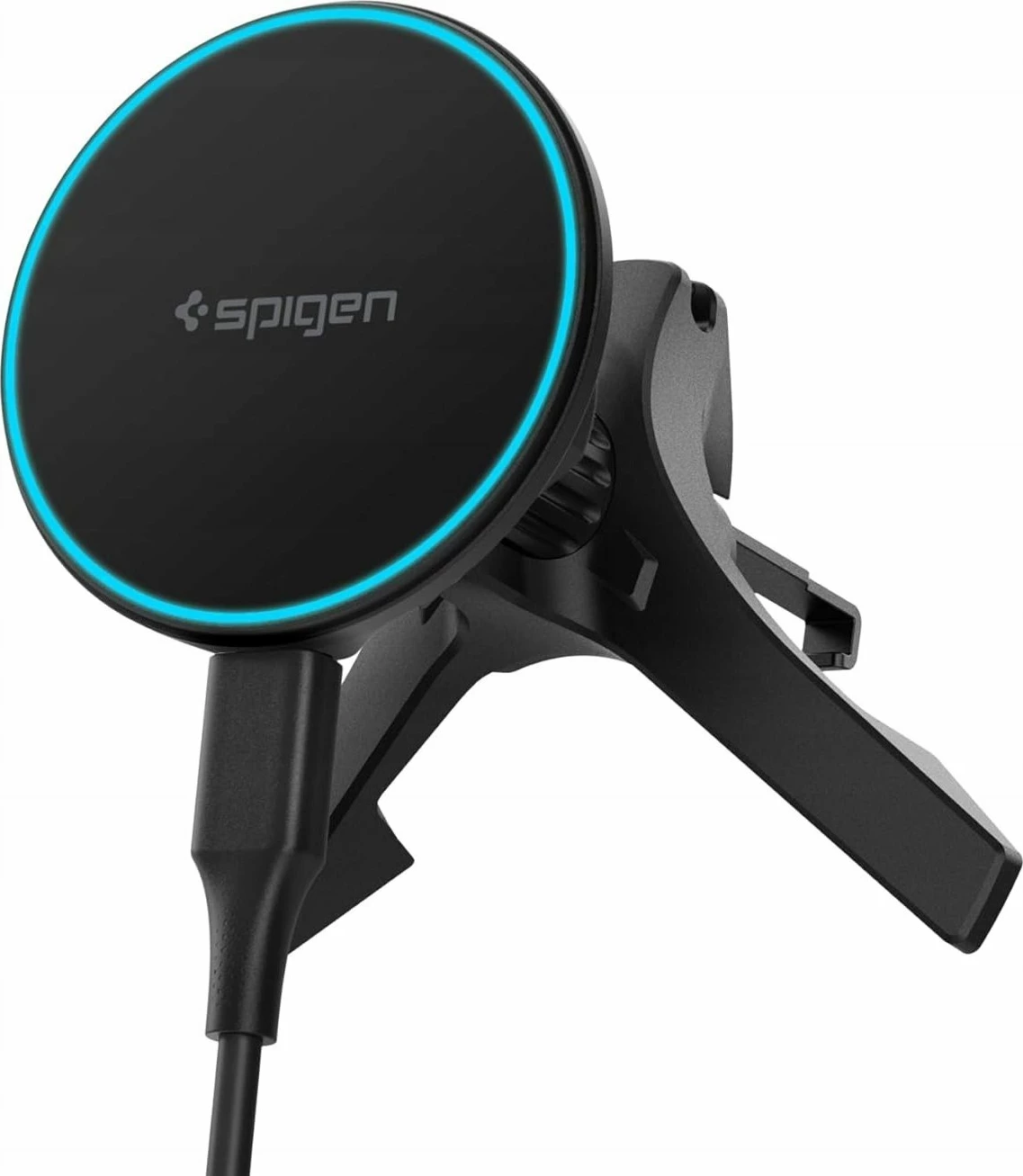 Mbajtëse ventilimi me karikues wireless MagSafe Spigen EV15MAQ Essential Qi2 15W, e zezë, me kabllo USB-C 1.5 m