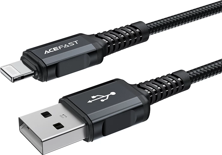 Kabllo Acefast C4-02-A-L, USB në Lightning, 1.8m, 2.4A, e zezë