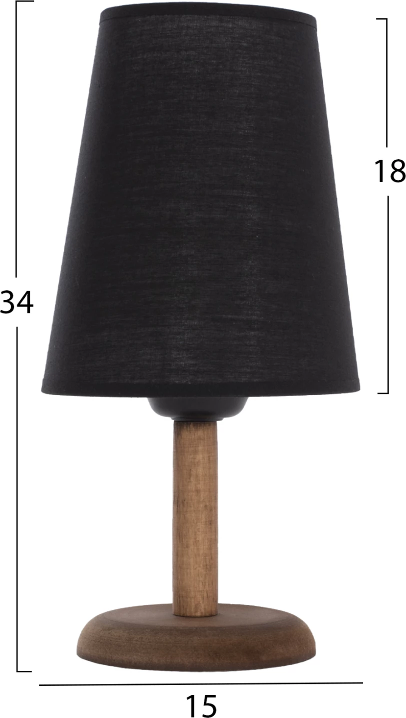 Llambë tavoline ngjyrë arre me kapak cilindrik të zi Φ15x34Hcm.FH7692.01