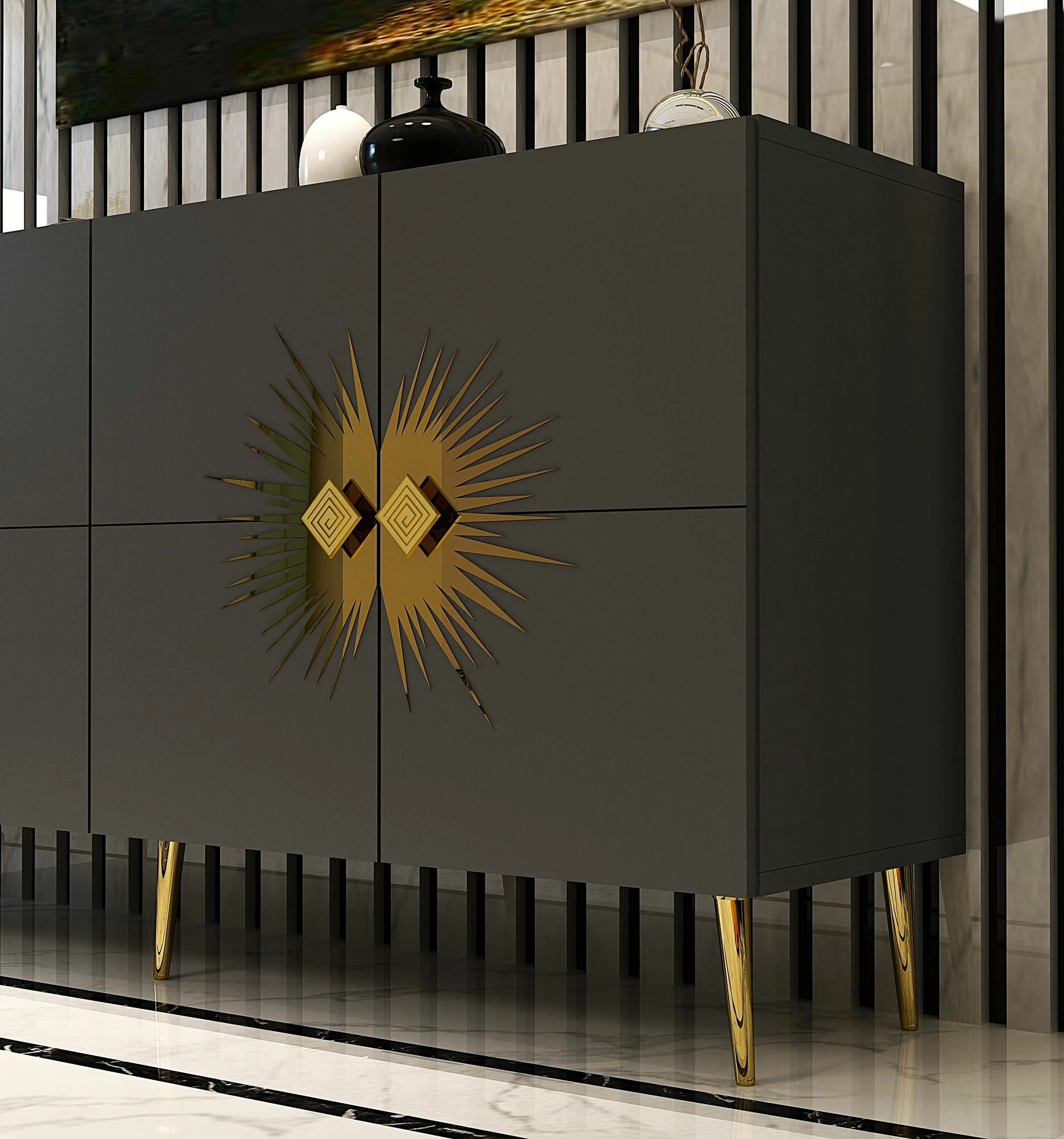 Konsol Skye Decor, ngjyrë antracit dhe ari, Nida KB150