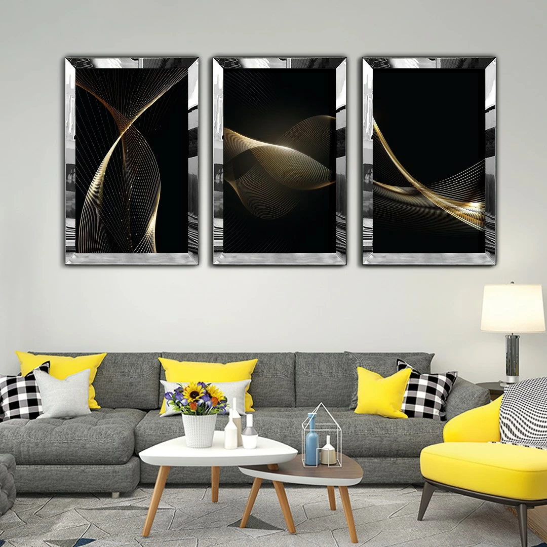 Pikturë dekorative MDF-Plexiglass (3 copë), Wallity, Huhu405, 40x60cm