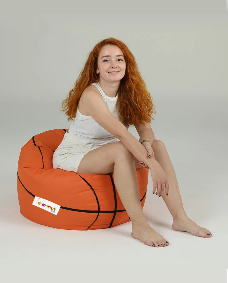 Puf kopshti për fëmijë, formë basketbolli, ngjyrë e kuqe qeramike, Atelier del Sofa