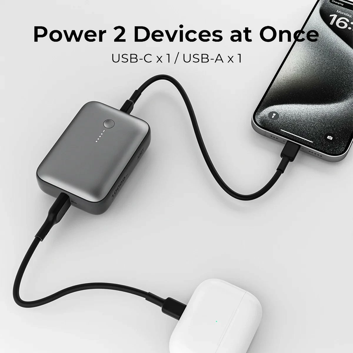 Powerbank Aukey PB-Y55 10000mAh, PD/QC, 2 porta, Gri