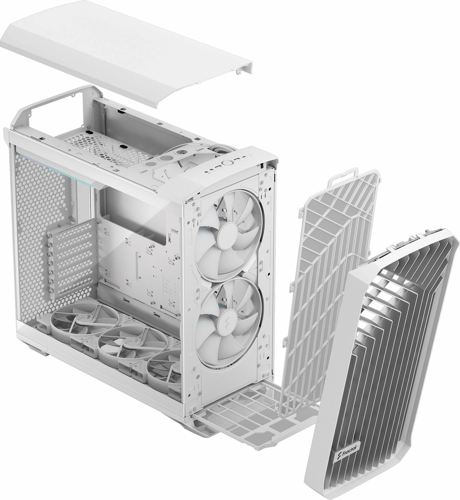 Kasë Fractal Design Torrent RGB TG Clear Tint (FD-C-TOR1A-07) Full Tower ATX/eATX, 5 ventilatorë, USB-C, e bardhë