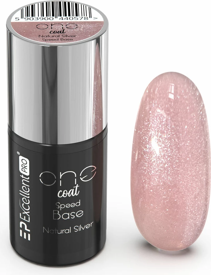 Bazë hibride për thonj për femra Excellent PRO One Coat Speed Base Hybrid Covering Base Natural Silver, 7g