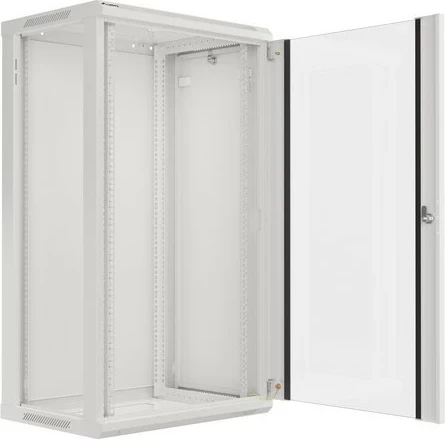 Kabinet RACK LANBERG 19" 22U 600x450, i varur në mur, derë xhami, gri