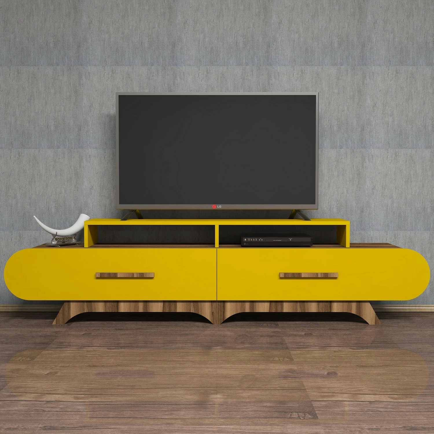 Komodë TV Hanah Home Flora, ngjyrë arre dhe e verdhë