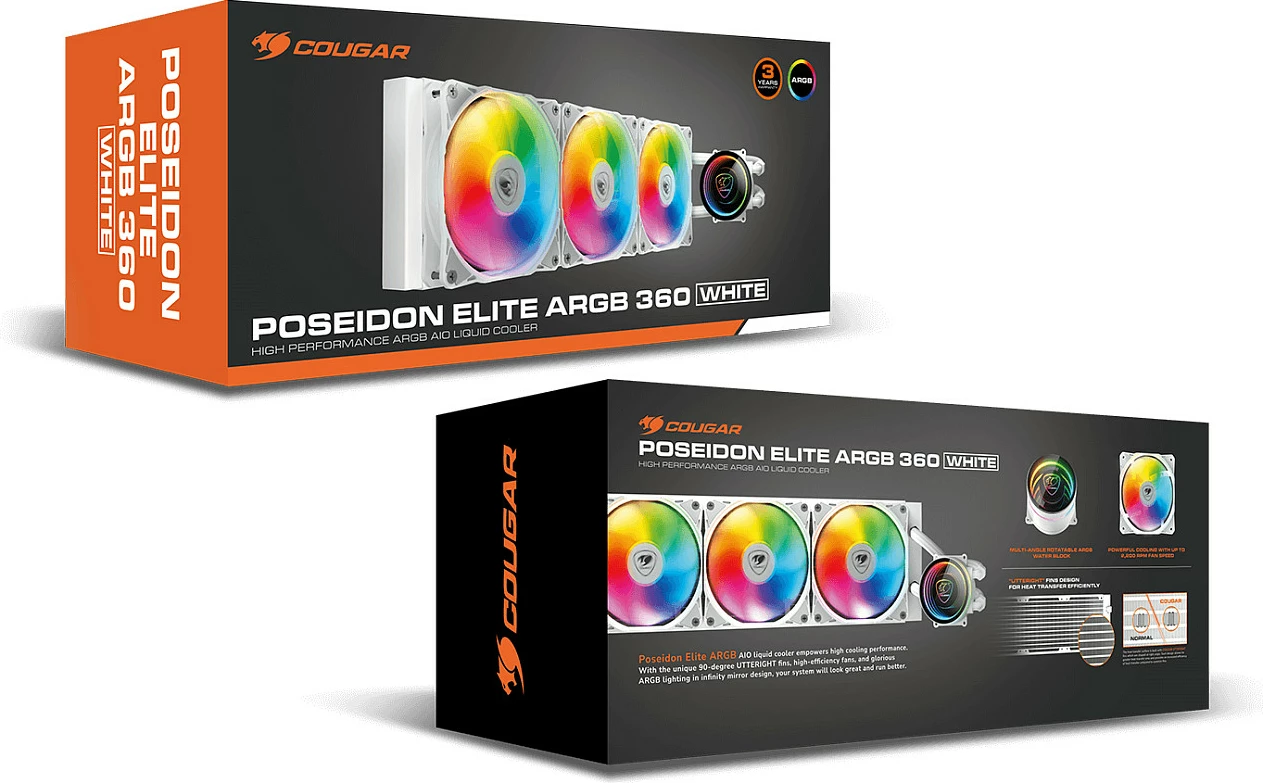 Ftohës uji CPU Cougar Poseidon Elite 360 ARGB, 3x120mm, i zi