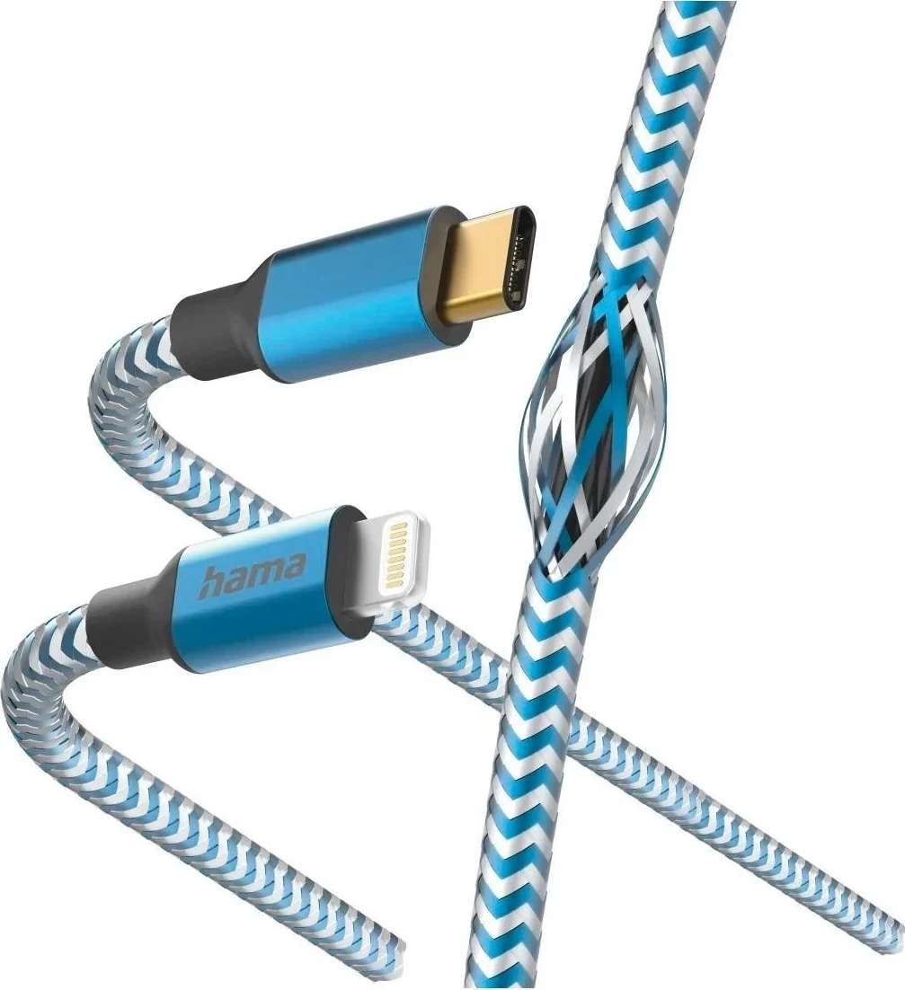 Kabëll Hama Reflected USB-C - Lightning, 1.5m, blu