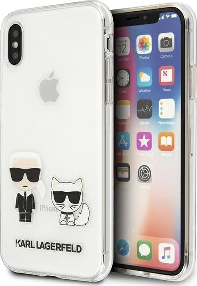 Mbështjellës Karl Lagerfeld Karl & Choupette për iPhone XS Max, Transparent
