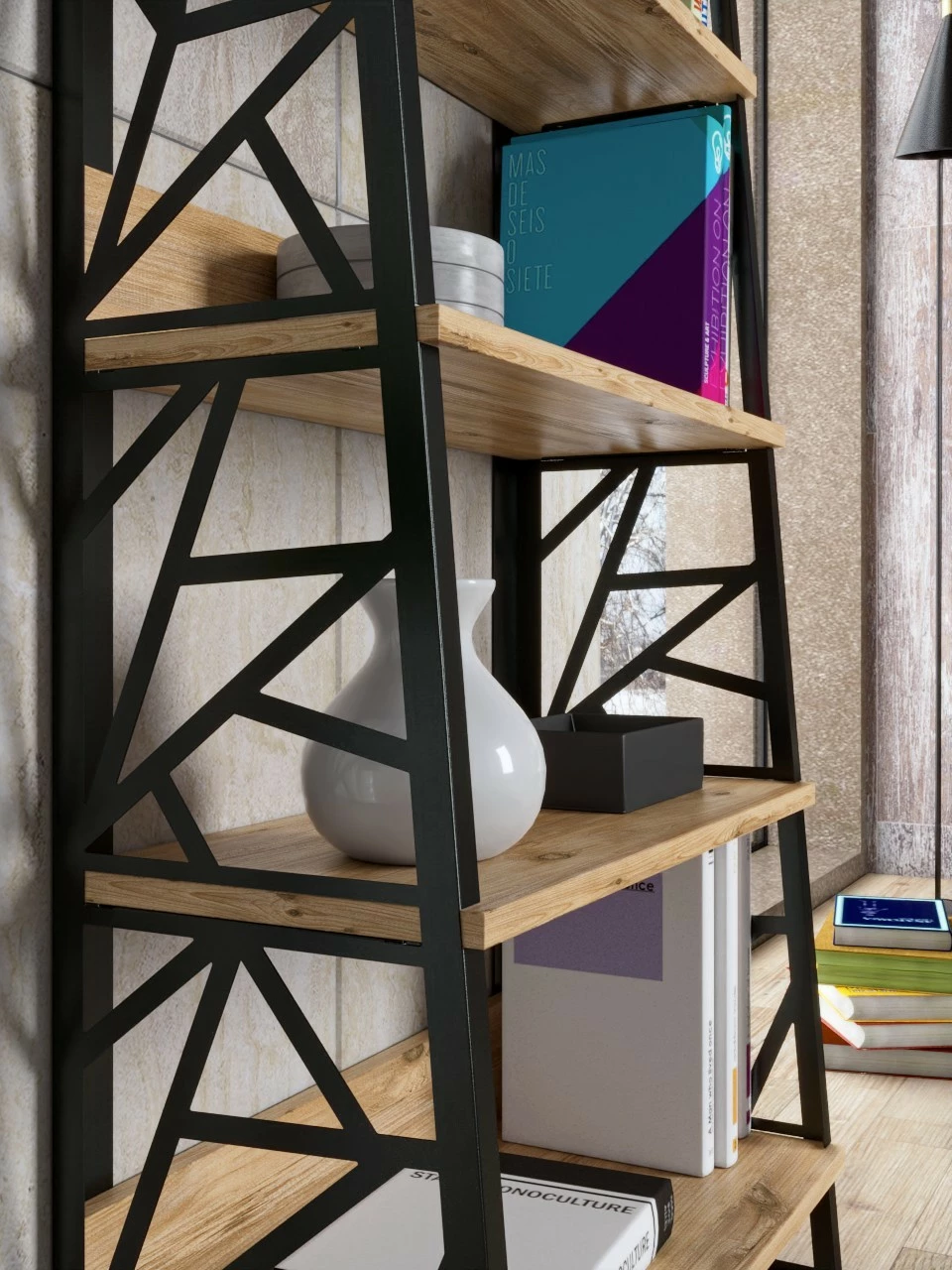 Raft librash Hanah Home, ngjyrë Atlantic Pine, FRN-12035, 60x160x30 cm