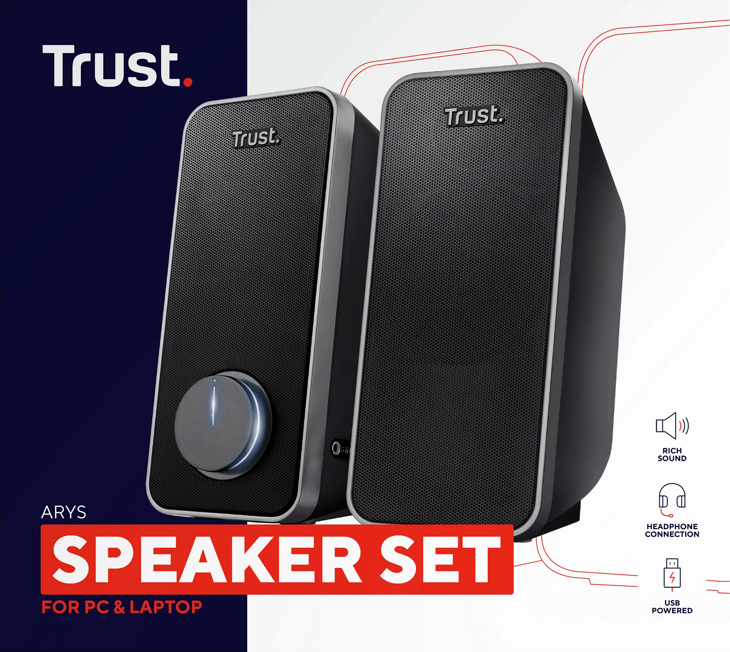 Altoparlantë Trust Arys 2.0 20179, USB, 14W RMS, të zeza