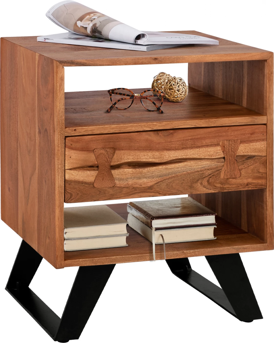 Komodinë Fansi prej druri akacie të ngurtë, FH8473.11