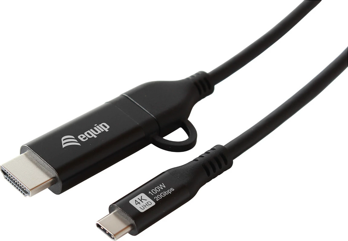 Adapter kabllo Equip USB-C në HDMI + USB-C, PD 100W, 3m, 4K@60Hz, e zezë