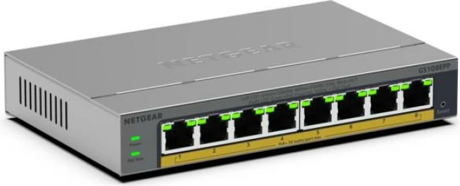 Switch Netgear GS108EPP-100EUS 8 porte 100Mbps gri