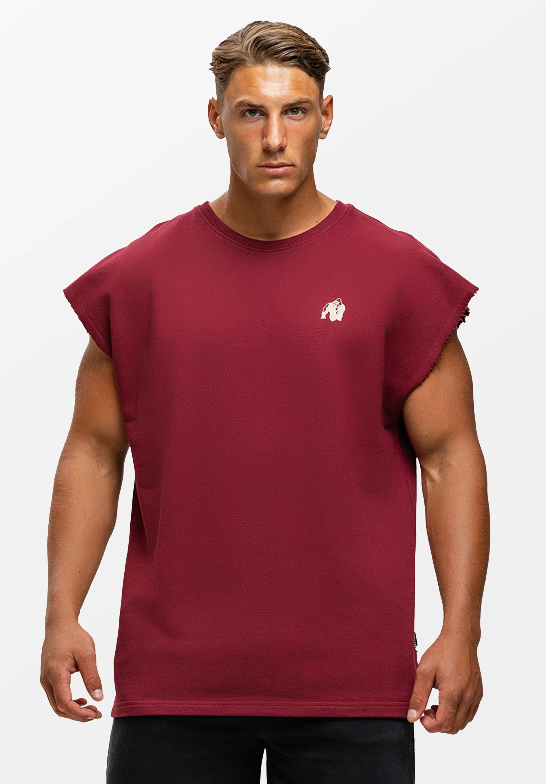 Bouse Cut Off Tank Top - Burgundy