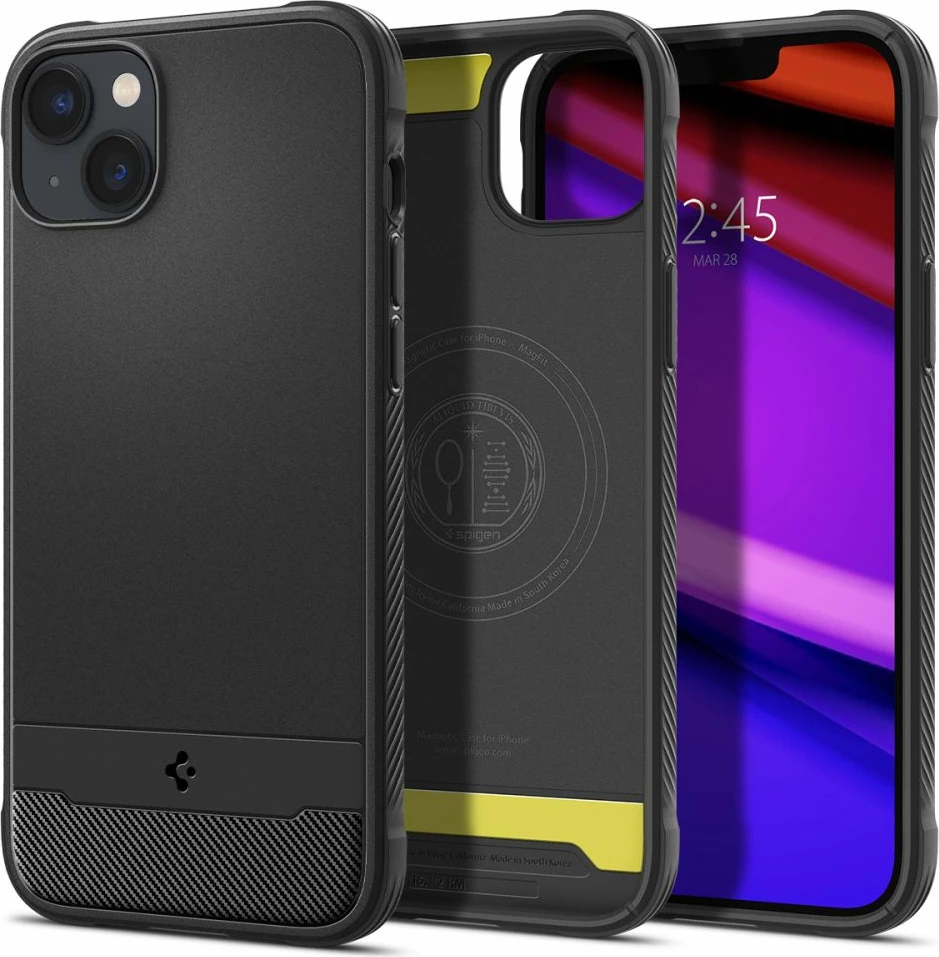 Mbështjellës Spigen Rugged Armor Mag me MagSafe për iPhone 14, Mat Zi