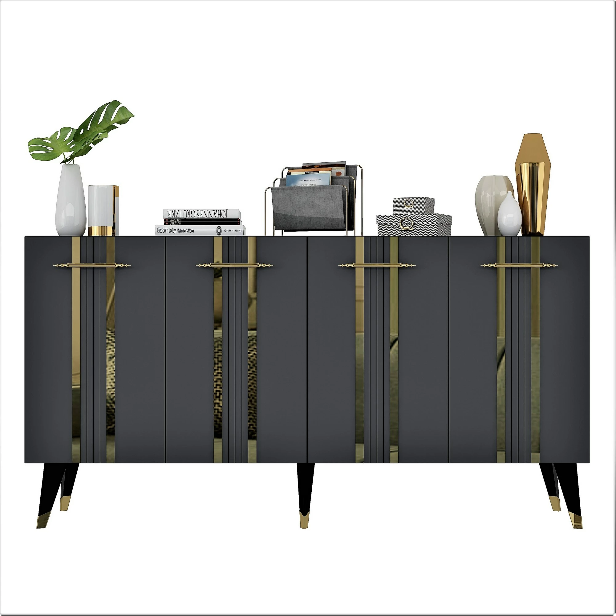 Konsol Hanah Home, Asel, anthracite-gold