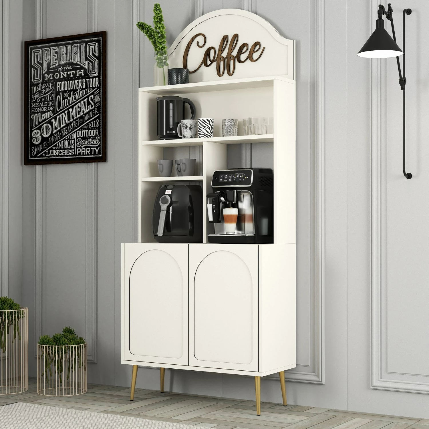 Dollap për kafe, krem dhe ari, Skye Decor Lyon 80