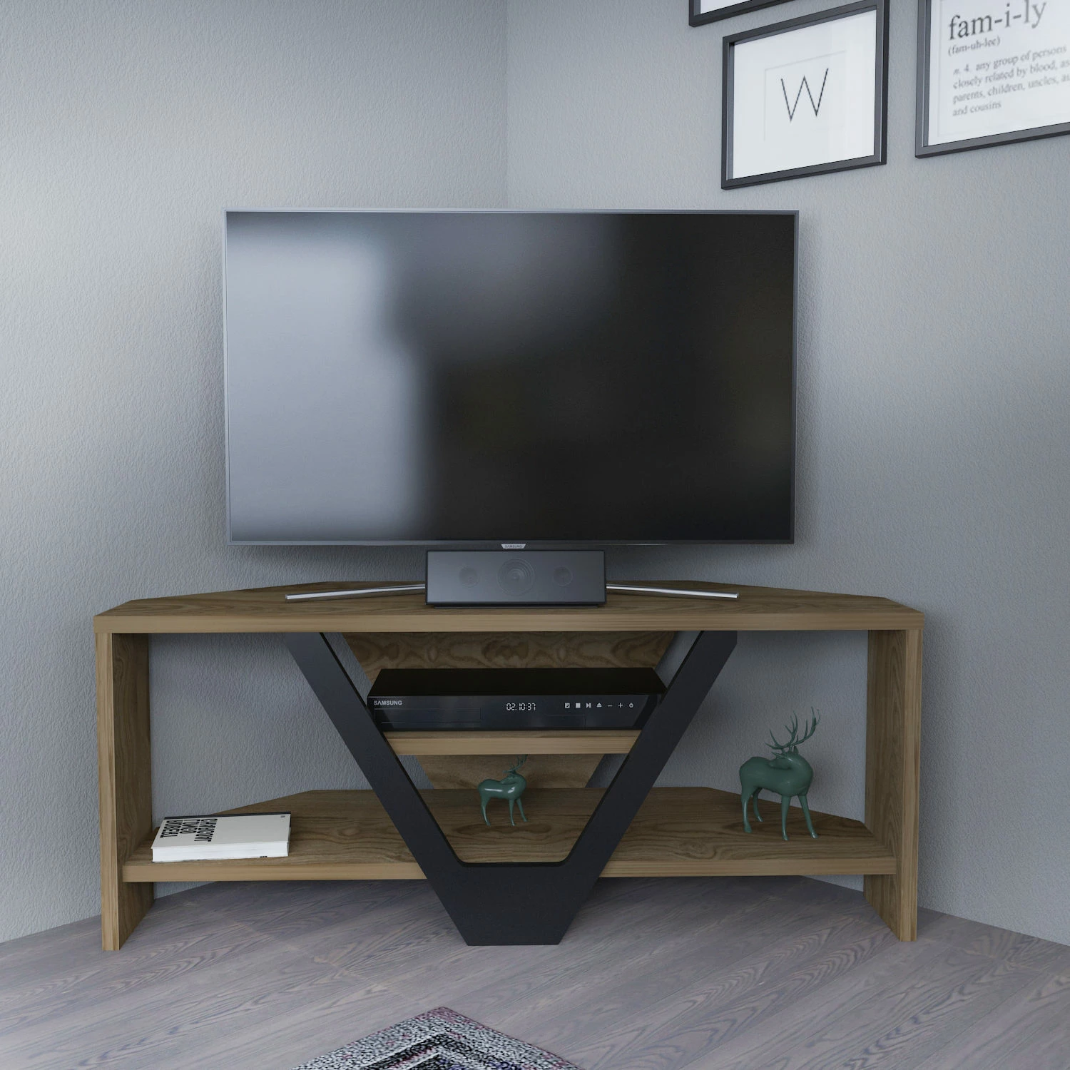 Komodë për TV Hanah Home, Karin, ngjyrë oud, e zezë
