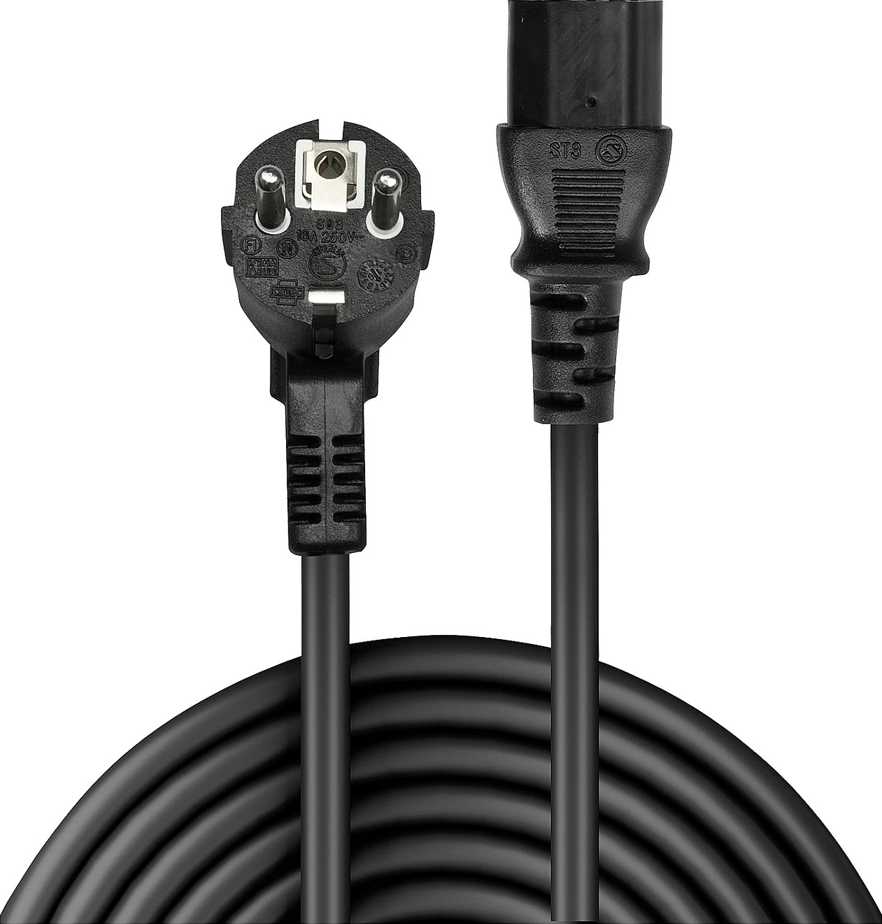 Kabllo rryme LINDY IEC-Netzkabel 3m Schuko-Winkelst. IEC320C13, e zezë