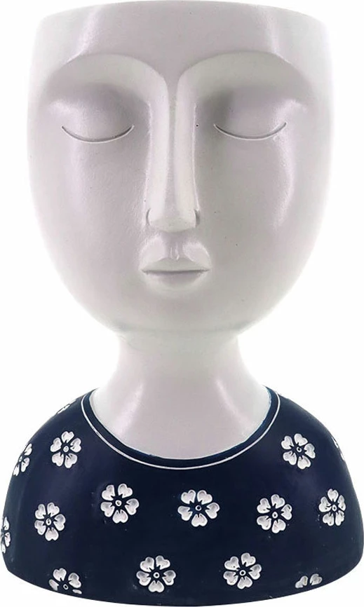 Vazo Ipamo blu e bardhë, polirezine, 15x10x19.4cm