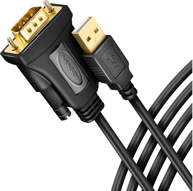 Kabllo adapter Axagon ADS-1PQN, RS-232 (COM) në USB 2.0, FT232RL, e zezë