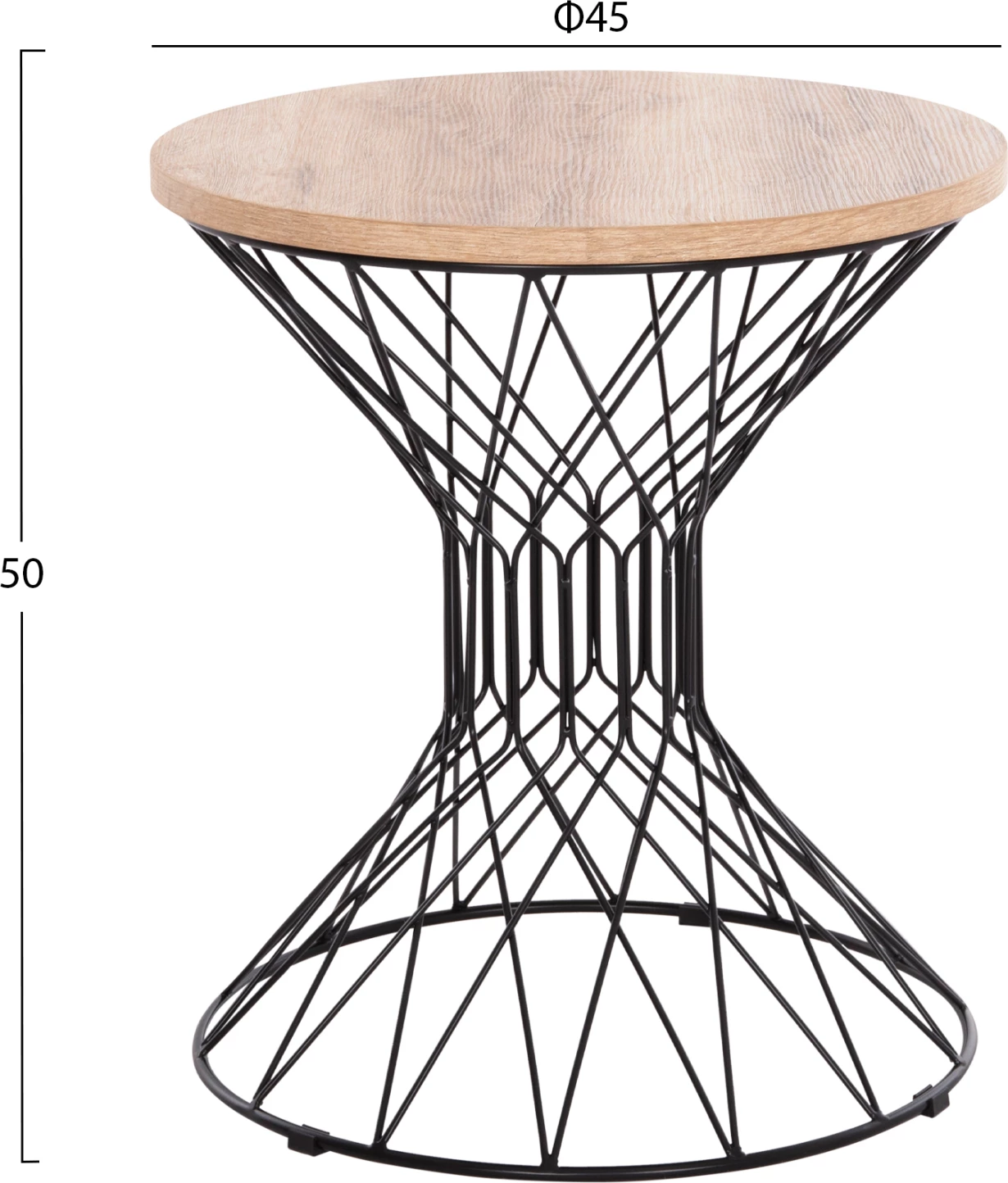 Tavolinë anësore KEON FH18038.03, sipërfaqe MDF, ngjyrë sonama, bazë metalike, Φ45x50Hcm.