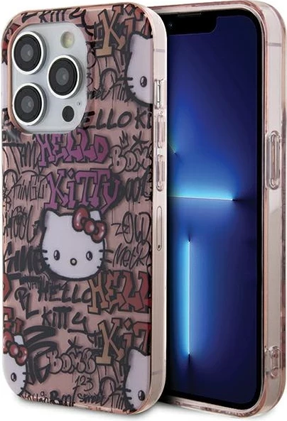 Mbështjellës Hello Kitty IML Tags Graffiti për iPhone 15 Pro Max, Rozë
