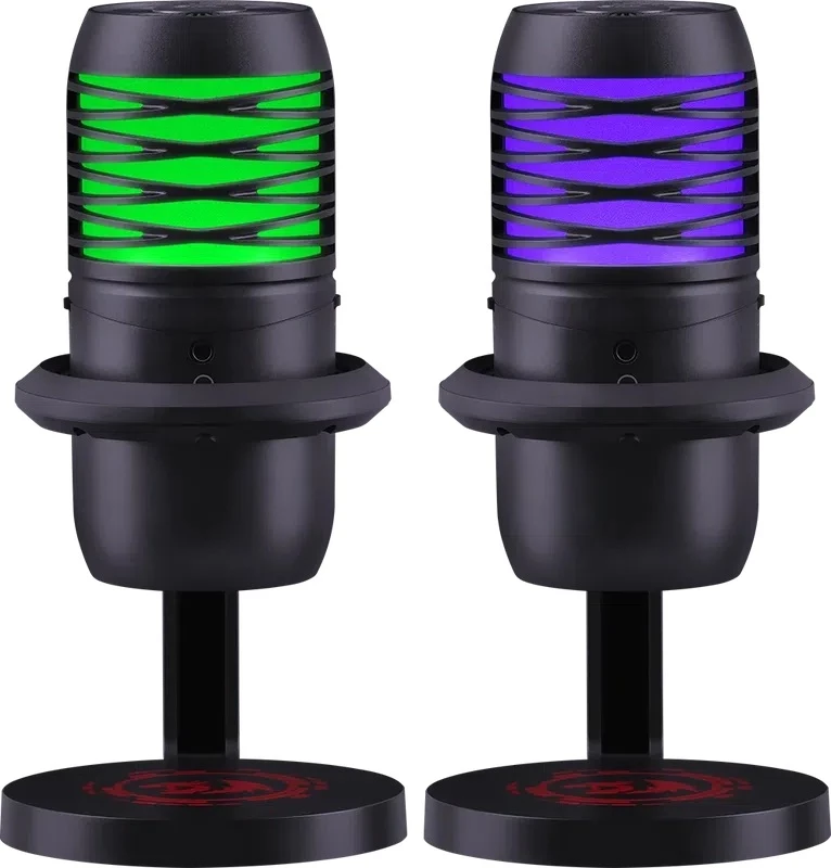 Mikrofon gaming Redragon Nebula GM211 USB cardioid me RGB me stand, zi/kuq