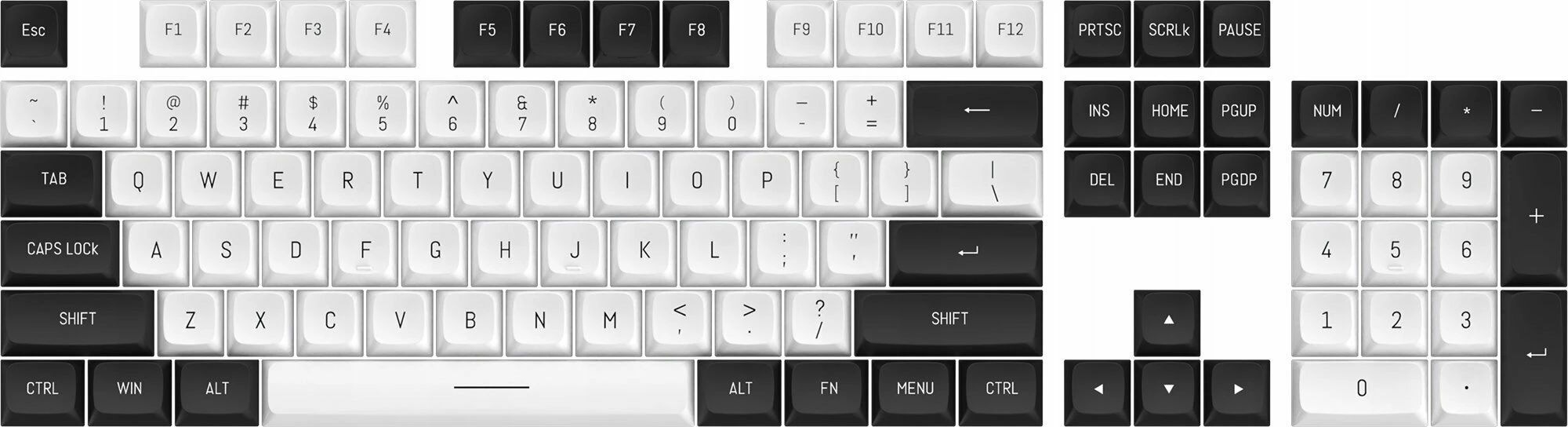 Set kapakësh tastesh Redragon A132 PBT Doubleshot 150 copë, bardhë/zi 3